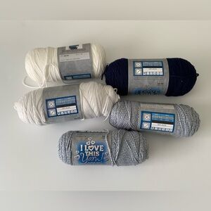 Hobby Lobby I Love This Yarn 5 Skeins Yarn Lot Acrylic Gray White Navy